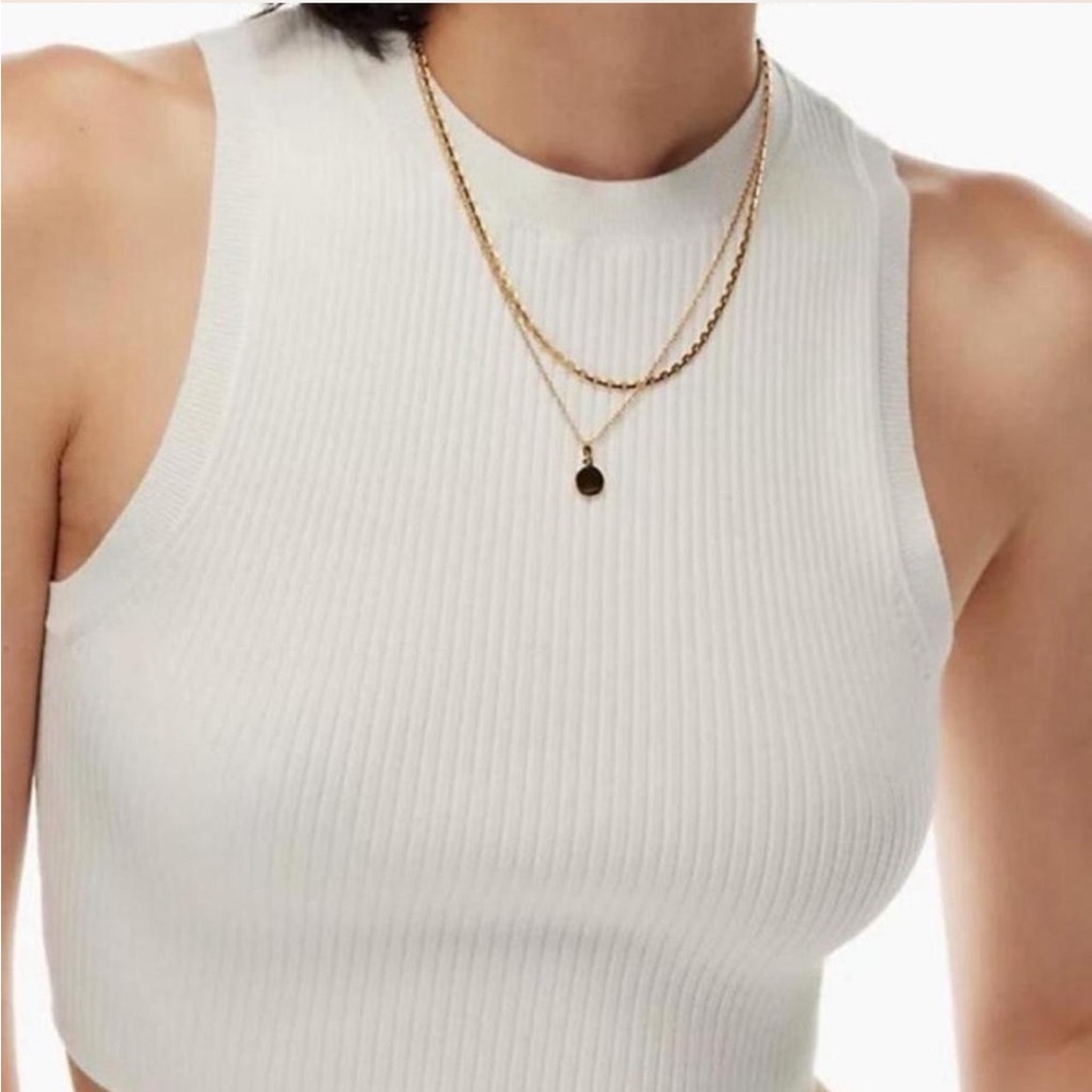 Aritzia Wilfred high neck ribbed white tank!